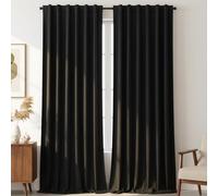 Timeper Black Velvet Curtains 96 inches Long - Blackout Curtains for Room, Rod Pocket Back Tab Design Thermal Insulated Drapery Privacy Protect for Study Room/Loft/Apartment, 52Wx 96L, 2 Panels