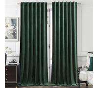 Timeper Dark Green 120 Inch - Extra Long for High Ceiling Decorative Super Soft Velvet Thermal Blackout Curtain Panel Drapes Sound Reducing, Rod Pocket Back Tab, Dark Green, 52Wx 120L, 2 Panels