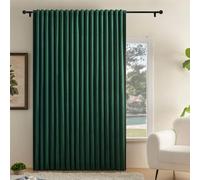 Timeper Dark Green Pleat Back Tab Velvet Curtains W104 x L96 inches 1 Panel, Room Darkening Solid Home Decor Curtains for Bedroom Living Dining Room Thermal Insulated Luxury Super Soft Window Drapes