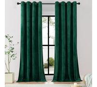 Timeper Dark Green Velvet Curtains 108 inches - Grommet Blackout Curtains Thermal Insulated Window Treatment, Holiday Decor Backdrop Curtains for Sliding Door/Villa, W52 x L108, 2 Panels