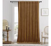 Timeper Gold Brown Velvet Curtain W104 x L84 inches 1 Panel,Thermal Insulated Light Blocking Window Drapery for Living Room Sliding Door, Extra Wide Room Divider Curtain,Back Tab & Rod Pocket