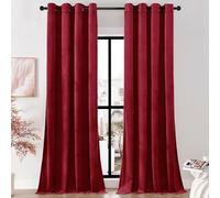 Timeper Red 96 inche Length - Room Darkening Luxury Velvet Curtains for Living Room Heavy Thermal Insulated Grommet Livingroom Window Drapes with Grommet, 2 Panels, 52 x 96 Inch