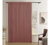 Timeper Wild Rose Pleat Back Tab Velvet Curtains W104 x L96 inches 1 Panel, Room Darkening Solid Home Decor Curtains for Bedroom Living Dining Room Thermal Insulated Luxury Super Soft Window Drapes