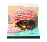 Timepiece Calendar 2026,3D Weekly Calendar 2026 Artsy Pads with Light,Creative A Blossom-Embraced Tree House Paper Sculpture Desktop Ornament,DIY Hand-torn Paper Carving Gift