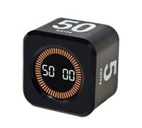 Timer Cube with 5/10/25/50 Min Presets - Digital Productivity Desk Timer with Countdown & Visual Display - Flip Clock Tool for ADHD, Kids, Adults, Kitchen, Study, Office (Black)
