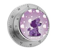 Timer,Purple Poodle Polka Dot Print Visual Timer Stainless Steel 60 Minute Wind Up