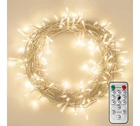 [Timer & Remote] 100 LED Outdoor Battery Fairy Lights (IP65 Waterproof, Dimmable, 8 Modes) by Koopower, 10M, Warm White