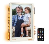 Times Frame WiFi Transparent Digital Photo Frame 10.1", 64GB Storage, Photo & Video Sharing, Touch Screen, 400+ Clock Faces, 1280x800 Resolution, Wood Frame, Brown