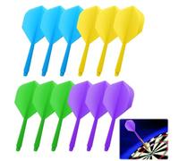 Times Mark 12 Pcs Integrated Dart Flights and Shafts, Standard Shape 2BA One-Piece Dart Flight and Stem Set, Durable Plastic Replacement Dart Accessories for Most Standard Darts, Multicolour