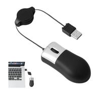Times Mark Mini Travel Mouse Retractable Cable Wired Usb Optical Mouse | Black & silver adjustable mini portable for windows thinkpad hp dell lenovo sony asus acer tablet PC laptop apple mac