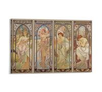 Times of The Day by Alphonse Mucha Poster Picture Print Canvas Poster Wall Paint Art Posters Decor Modern Home Artworks 24x36inch(60x90cm)