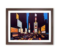 Times Square Art Deco Style Framed Print | A3 Walnut Framed Wall Art | Ready to Hang | Art Deco Nature Picture | Living Room Bedroom Lounge Office