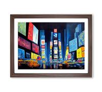 Times Square Art Painting Vol.3 Framed Print | A4 Walnut Framed Wall Art | Ready to Hang | Modern Historical Picture | Living Room Bedroom Lounge Office