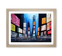 Times Square Art Painting Vol.4 Framed Print | A3 Oak Framed Wall Art | Ready to Hang | Modern Historical Picture | Living Room Bedroom Lounge Office