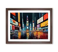 Times Square Art Painting Vol.6 Framed Print | A2 Walnut Framed Wall Art | Ready to Hang | Modern Historical Picture | Living Room Bedroom Lounge Office