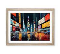 Times Square Art Painting Vol.6 Framed Print | A3 Oak Framed Wall Art | Ready to Hang | Modern Historical Picture | Living Room Bedroom Lounge Office
