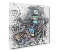Times Square in New York City in Abstract Modern Canvas Wall Art Print Ready to Hang, Framed Picture for Living Room Bedroom Home Office Décor, 20x20 Inch (50x50 cm)