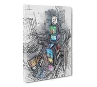 Times Square In New York City In Abstract Modern Canvas Wall Art Print Ready to Hang, Framed Picture for Living Room Bedroom Home Office Décor, 30x20 Inch (76x50 cm)
