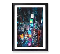 Times Square in New York City Painting Framed Print | A2 Black Framed Wall Art | Ready to Hang | Modern Cityscape Picture | Living Room Bedroom Lounge Office
