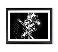 Times Square New York City Signs Modern Framed Print | A3 Black Framed Wall Art | Ready to Hang | Modern Cityscape Picture | Living Room Bedroom Lounge Office