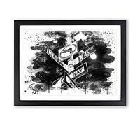 Times Square New York City Signs V4 Modern Framed Print | A4 Black Framed Wall Art | Ready to Hang | Modern Cityscape Picture | Living Room Bedroom Lounge Office