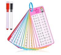 Times Table Flash Cards 0-12 Multiplication Chart with 2 Dry Erase Markers for 1st to 3rd Grade Math Game