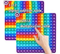 Times Table Poppet 12x12,Double Sided, Addition 12+12, Multiplication 12X12,Push Pop Bubble Sensory Fidget Toys Rainbow Fidget Toys Stress and Anxiety Relief Toys (1-9)