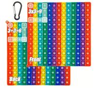 Times Table Poppet 12x12, Double Sided Pop for Counting with 1 carabiner, Multiplication 12X12, Push Pop Bubble Sensory Fidget Toys Rainbow Fidget Toys Stress and Anxiety Relief Toys