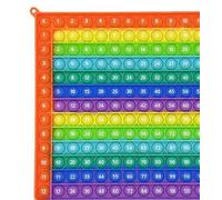 Times Table Poppet 12x12 Rainbow Multiplication Pop It Fidget Toy, Orange Edge Silicone Maths Learning Aid 20cm, Stress Relief Toy for Kids Ages 5+, Classroom and Home Use