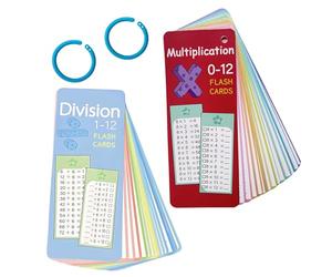 Times Tables and Division Cards 2 Pack Multiplication Math Flashcards 0-12 Times Table Reusable Math Practice Cards for Classroom Learning