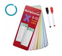 Times Tables Flash Cards 0-12, Multiplication Chart with 2 Dry Erase Markers, Math Games for 1st-3rd Grade, Educational Numeracy Skills Learning, 7x18cm Paper Flashcards for Homeschooling Supplies