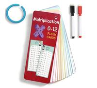 Times Tables Flash Cards 0-12, Multiplication Flash Cards for Kids with 2 Dry Erase Markers & 1 Ring, All-in-One Math Kit for 1st, 2nd, 3rd Grade, Educational Games for Classroom, Homeschool, Home Pra