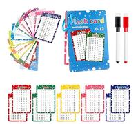 Times Tables Flash Cards 0-12, Reusable Multiplication Chart with 2 Dry Erase Markers, KS1 KS2 Maths Learning Cards for 1st-3rd Grade Kids