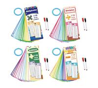 Times Tables Flash Cards, Multiplication Flash Cards 1-12, 15 Sheet AdditionTable FlashCard with 8 Dry Erase Pens for Home and Classroom (4 Set: Multiplication, Division, Addition, Subtraction)
