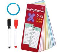 Times Tables Flash Cards & Poster Set, 0-12 Multiplication Math Game with 2 Dry Erase Markers & Rings, Reusable Educational Learning Kit for Kids 1st, 2nd, 3rd Grade, Classroom & Homeschool Supplies