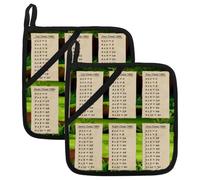 Times Tables on Forest Background Pot Holders for Kitchen Set of 2, Potholder for Kitchen Heat Resistant Microwave Cooking Baking Oven End Dishes and BBQ