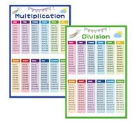 Times Tables Poster 11*17 Inch Multiplication Division Poster 2 PCS Laminated Math Educational Posters for Toddlers Classroom Decorations Teaching Tools for Elementary Middle School Times Table Chart