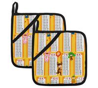 Times Tables with Kids Pot Holders for Kitchen Set of 2, Potholder for Kitchen Heat Resistant Microwave Cooking Baking Oven End Dishes and BBQ