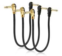 TIMESETL 3 Pack 12 Inch Guitar Patch Cable Ultra Quiet Instrument Effect Pedal Patch Cords 1/4 inch Right Angle Low Profile Pancake Design