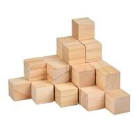 TIMESETL 30 Pieces Unfinished Smooth Wooden Cubes 3 x 3 x 3cm DIY Wooden Square Natural Decoration Pine Square Blocks, Perfect for Stamps, Numbers, Arts and Crafts