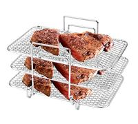 TIMESETL Air Fryer Rack for Ninja, Food-safe 304 Stainless Steel Stackable Trays Compatible wth Ninja Dual Zone Air Fryer DZ201,DZ401