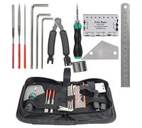 TIMESETL Guitar Repairing Maintenance Tool Kit Includes Fret Rocker Leveling Tool String Organizer String Action Ruler Gauge Measuring Tool Hex Wrench Set Files for Guitar Ukulele Bass Mandolin Banjo