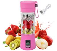 TIMESETL Portable Blender, Mini Pink Personal Juicer Cup for Smoothies and Shakes - Portable Fruit Mixer with 6 Blades, Travel Blender for Gym, Outdoor, Pink Fresh Juice Bottle