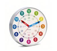TIMESS 12 Inch Wall Clock,Non-Ticking Silent Battery Operated Quartz Analog, Learning to Tell Time Clock,Ideal Modern Home, Bedroom, Kitchen, Office Décor(Sliver)