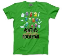 Timestable Rockstar Tshirt - Maths Number Day School Top Adults, Teens and Kids T-Shirt Tee with Blue Symbols Numbers Mathematics Unisex T Shirt - 9-11 Years Green