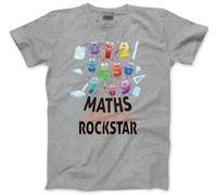 Timestable Rockstar Tshirt - Maths Number Day School Top Adults, Teens and Kids T-Shirt Tee with Blue Symbols Numbers Mathematics Unisex T Shirt - 5-6 Years Grey