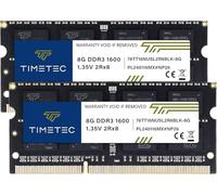 Timetec 16GB KIT(2x8GB) DDR3L 1600MHz PC3-12800 Non-ECC Unbuffered 1.35V/1.5V CL11 2Rx8 204 Pin SODIMM Laptop Notebook PC Computer Memory RAM Module Upgrade Black PCB