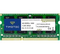 Timetec 4GB DDR3L / DDR3 1600MHz PC3L-12800 / PC3-12800 Non-ECC Unbuffered 1.35V / 1.5V CL11 2Rx8 Dual Rank 204 Pin SODIMM Laptop Notebook PC Computer Memory RAM Module Upgrade