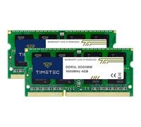 Timetec 8GB KIT(2x4GB) DDR3L / DDR3 1600MHz PC3L-12800 / PC3-12800 Non-ECC Unbuffered 1.35V / 1.5V CL11 1Rx8 Single Rank 204 Pin SODIMM Laptop Notebook PC Computer Memory RAM Module Upgrade