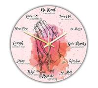 Timethink 12 Inch Christian Scripture Prayer Clock, Silent Quartz Non Ticking Battery Operated Spiritual Meaning Inspirational Wall Clock Bible Quotes Wisdom Decorative Clock Watch for Christian Gifts